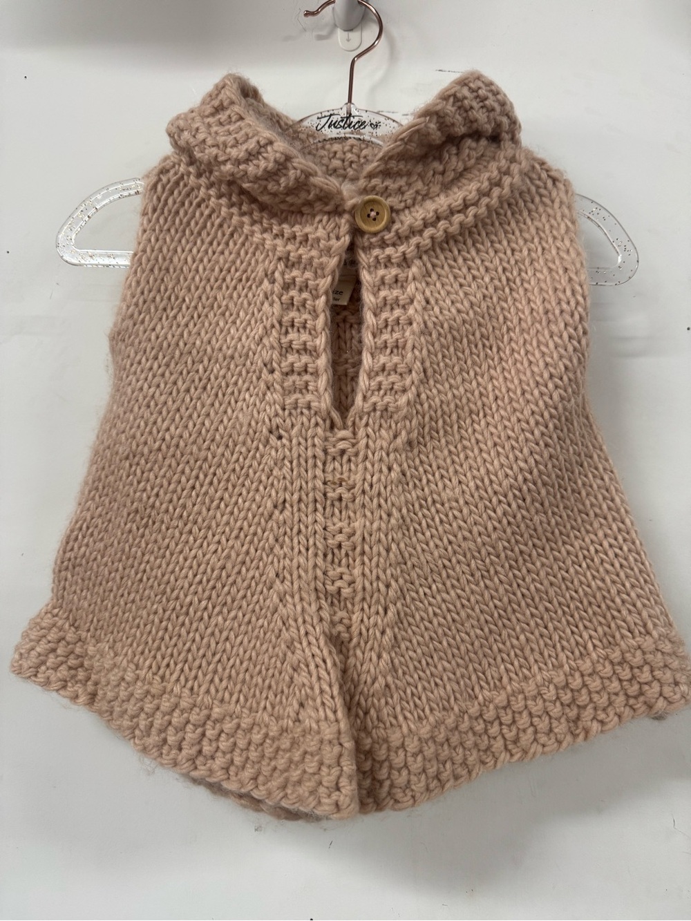 The Blueberry Hill Hand Knit Toddler Hooded Poncho Cape OS